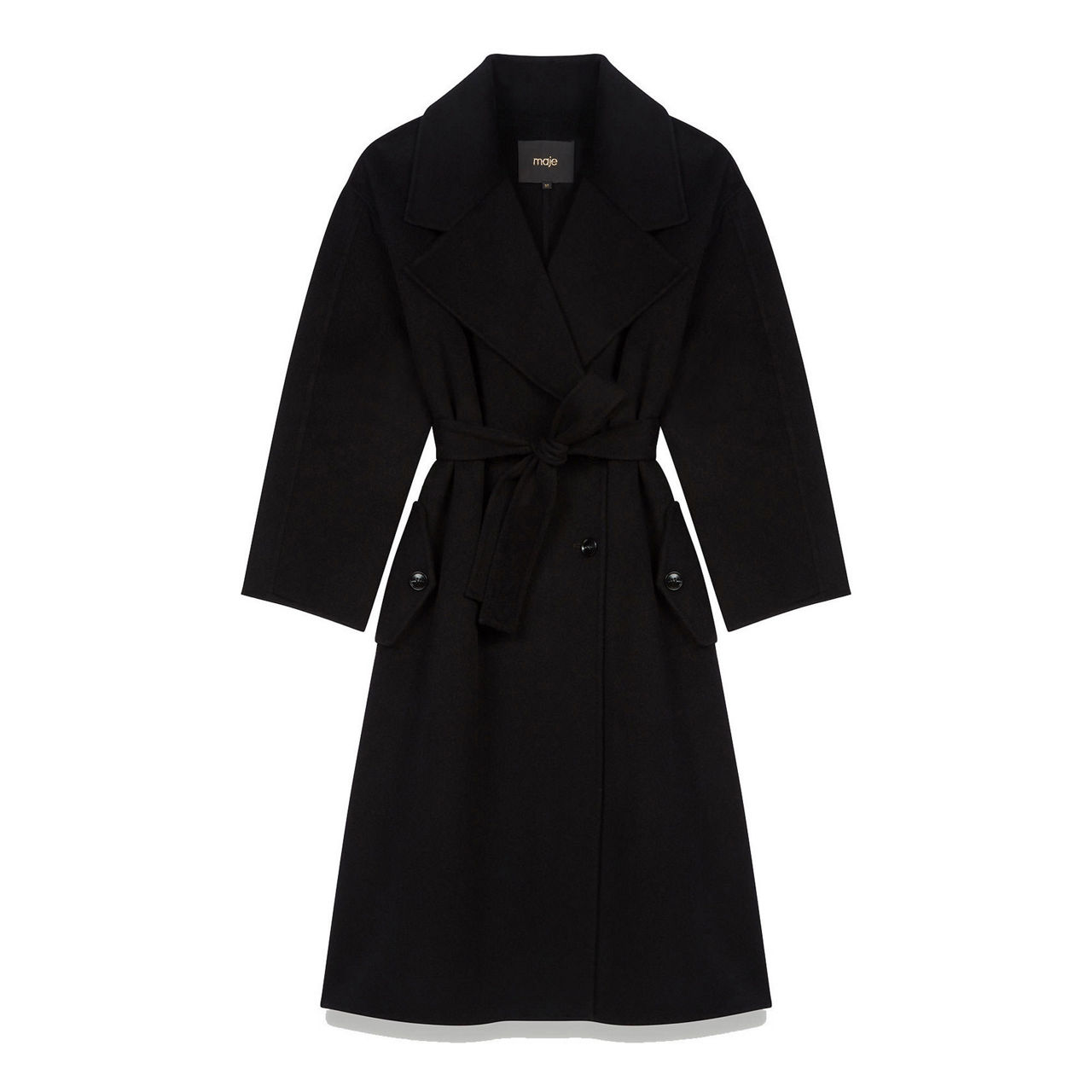 Maje belted cheap double face coat