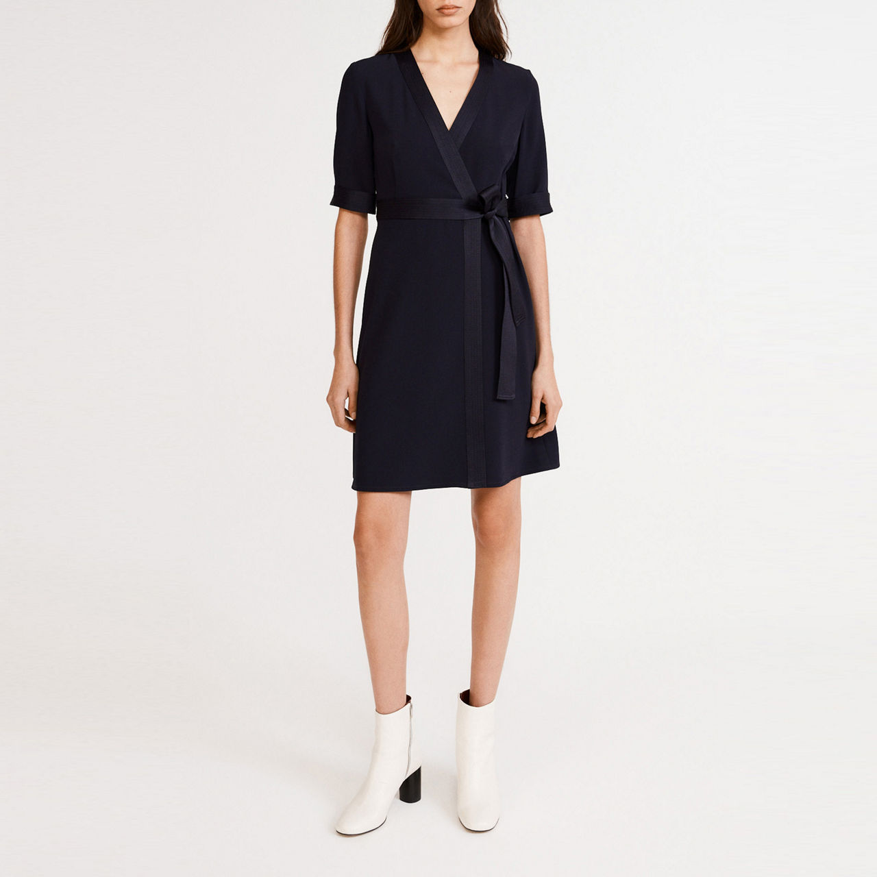 CLAUDIE PIERLOT The Sustainable Edit Rosilea Wrap Dress NAVY