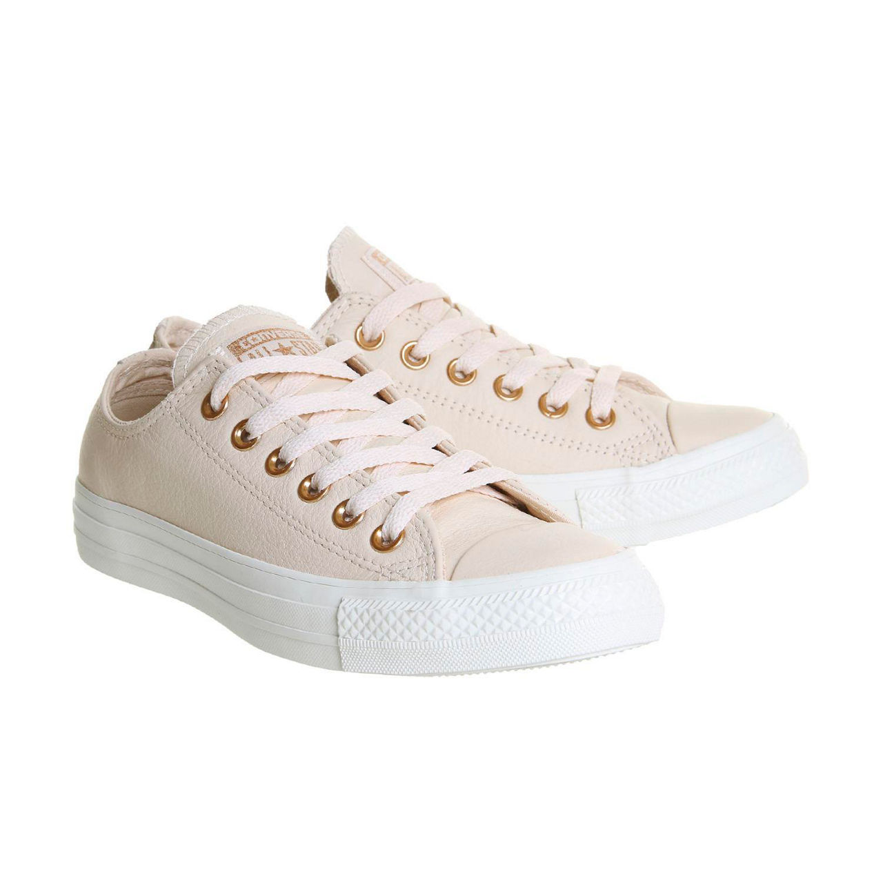 Rose gold converse leather deals