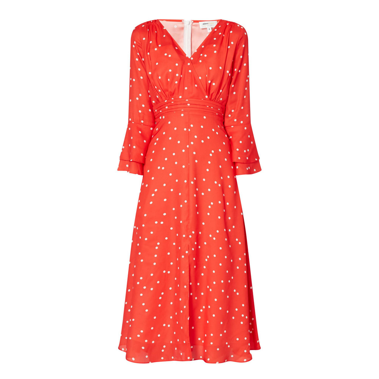 AIDEEN BODKIN Polka Dot Midi Dress Red