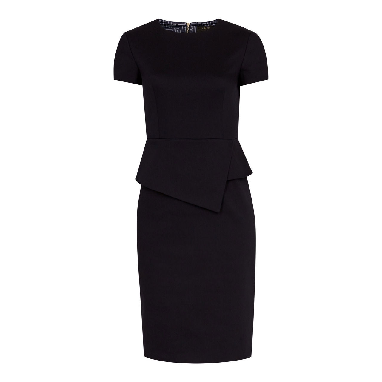 Fleuurr Square Neck Midi Peplum Dress Black