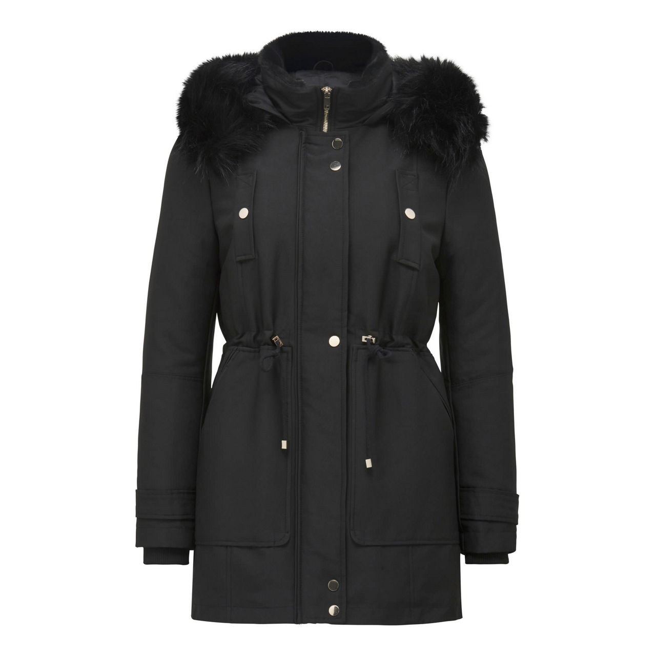 FOREVER NEW Anna Long Parka Jacket Black