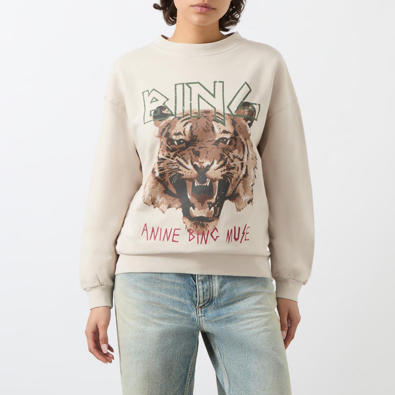 ANINE BING Tiger Graphic Sweatshirt - Cream