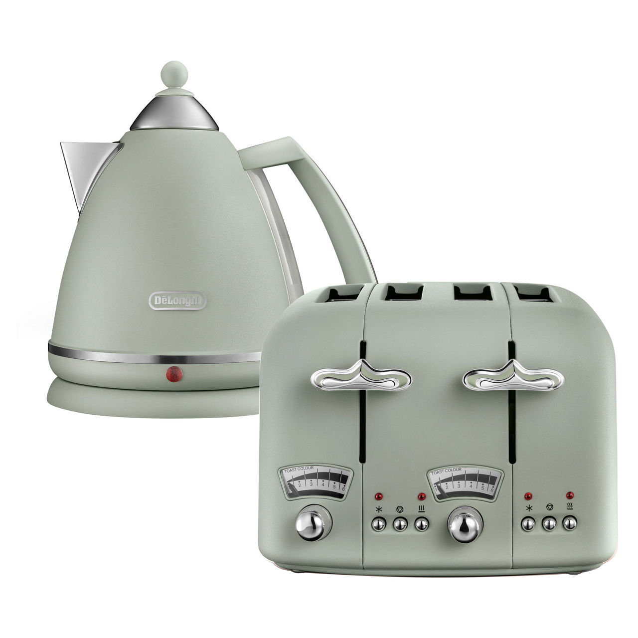 DE LONGHI Argento Flora Kettle Toaster Set Green