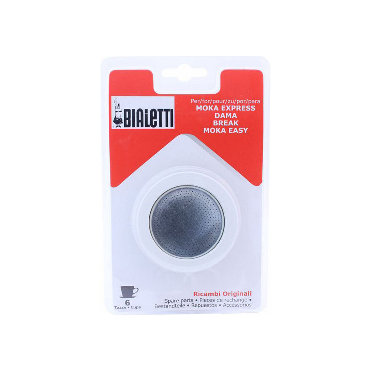 Bialetti 3 Replacement Seals and 1 Filter for 6 Cup Moka Express Blister  Pack