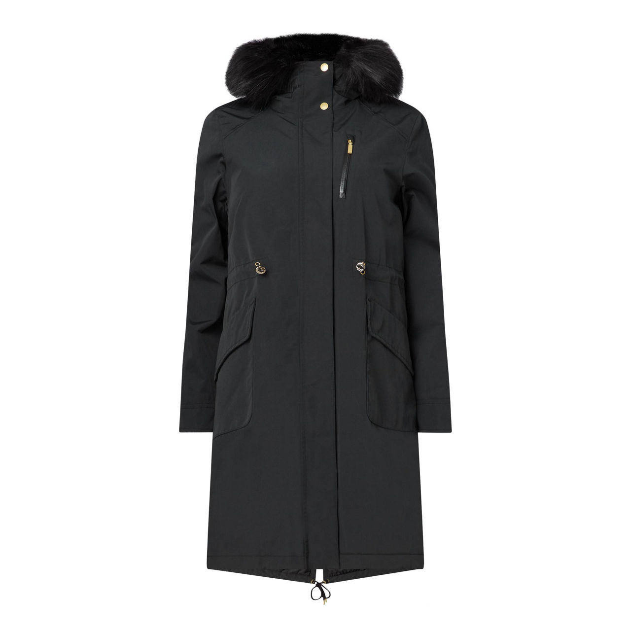 Barbour international touchdown long 2025 parka coat in black