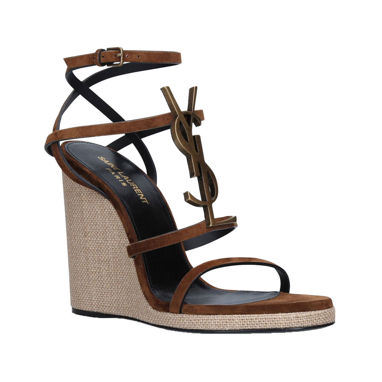 Saint Laurent Cassandra Wedge-Sandalen Brown