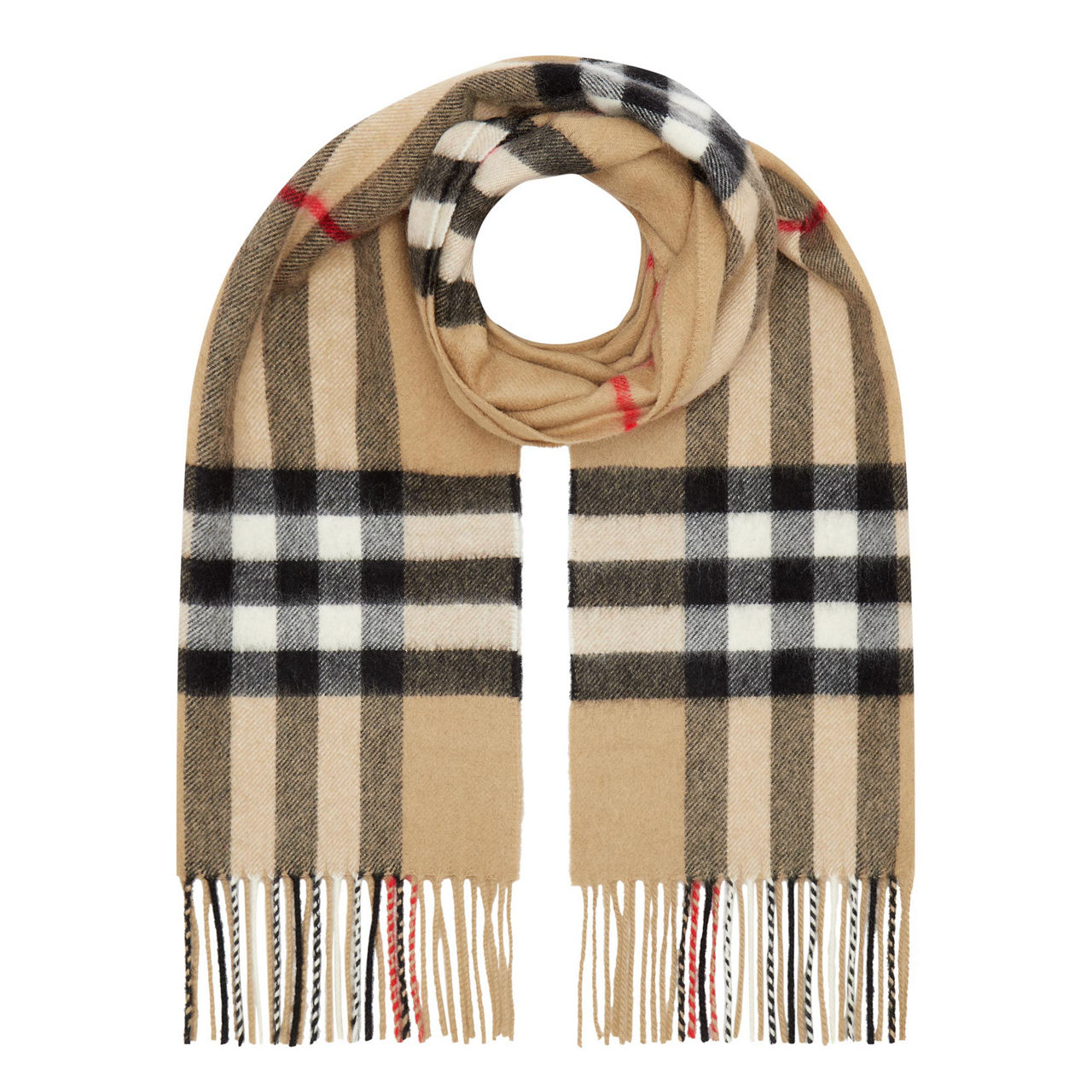 BURBERRY + NET SUSTAIN fringed checked cashmere scarf