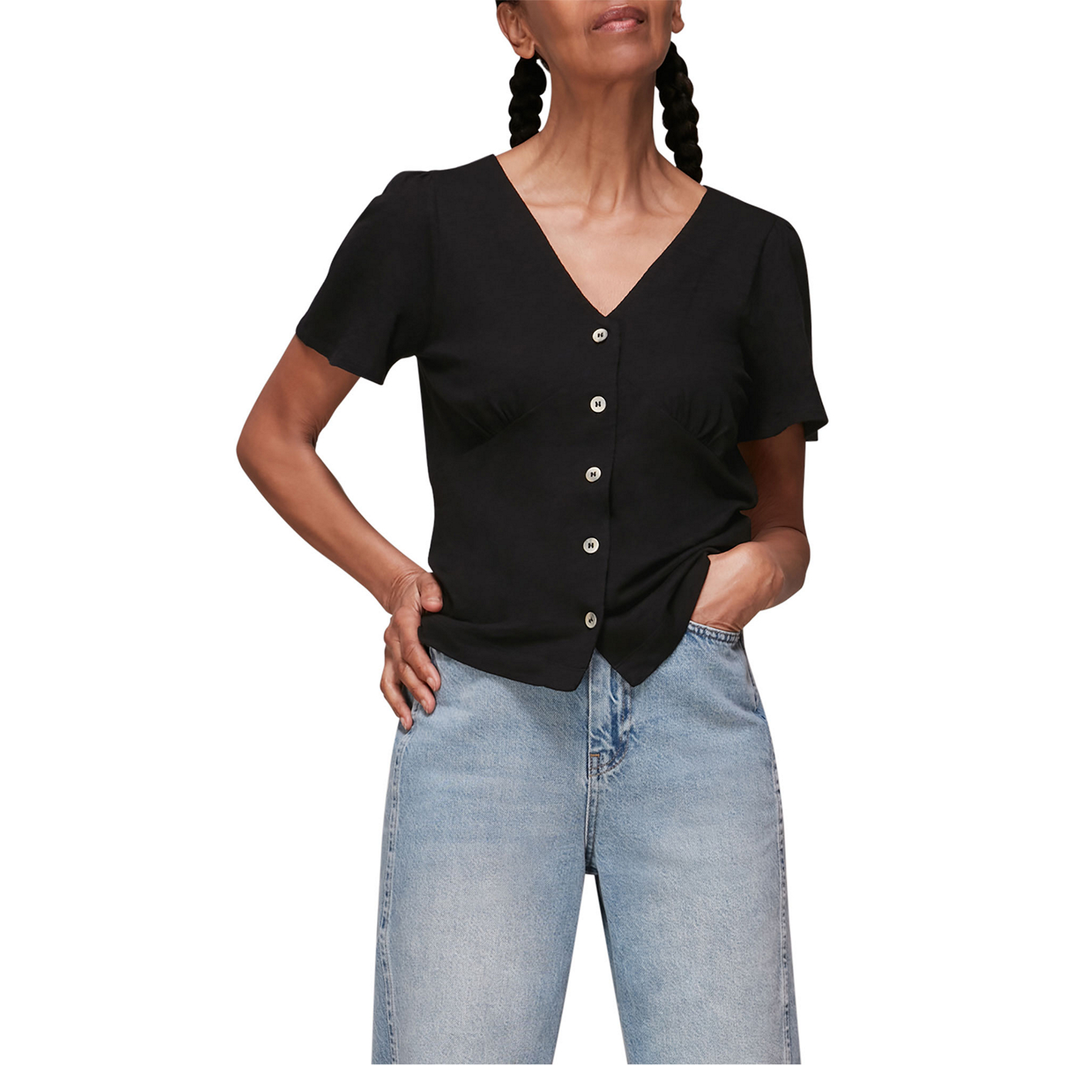 Button Front Frill Top
