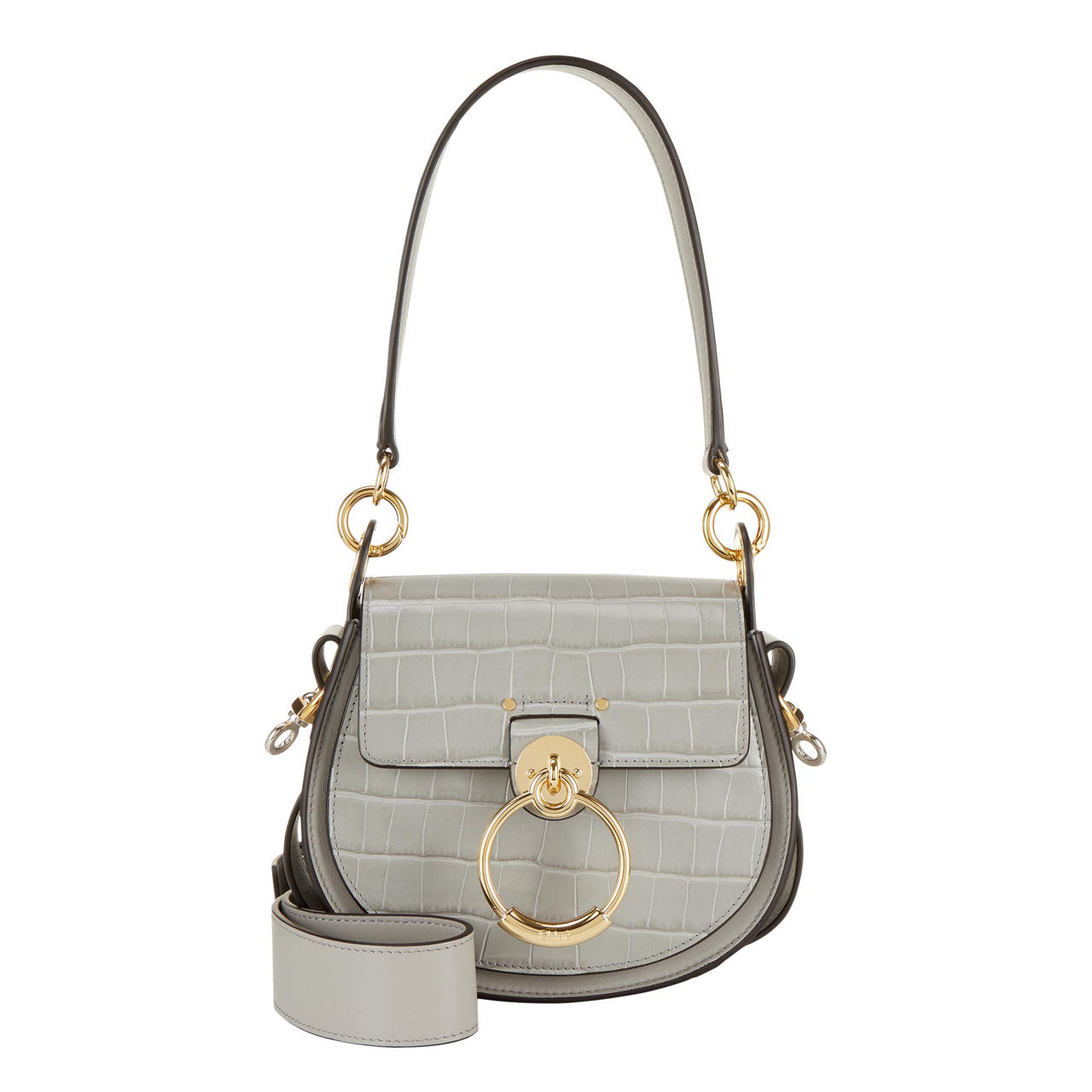 CHLOE Tess Croc Shoulder Bag