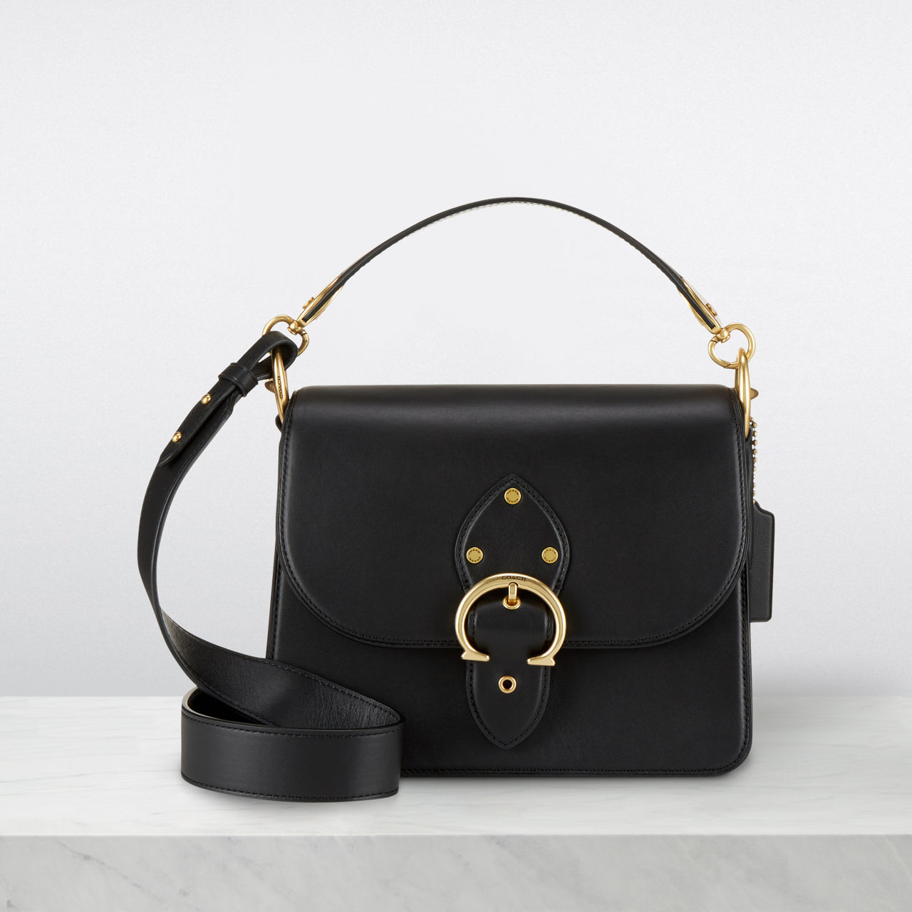 COACH Beat Leather Shoulder Bag Black