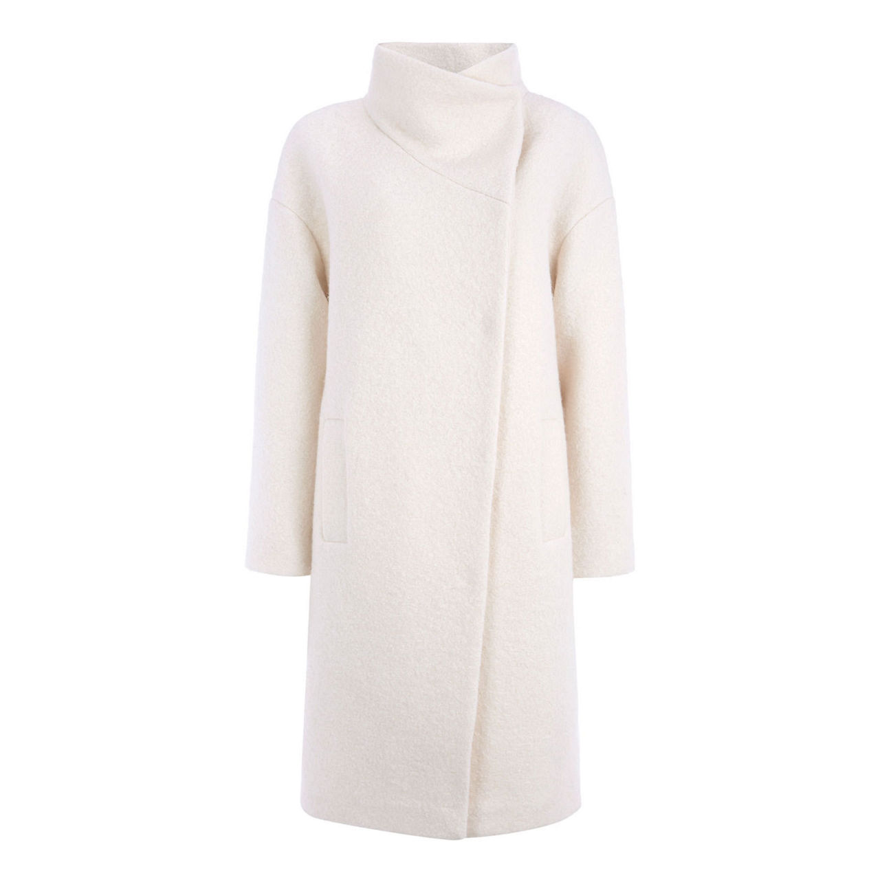 Boucle funnel neck coat best sale