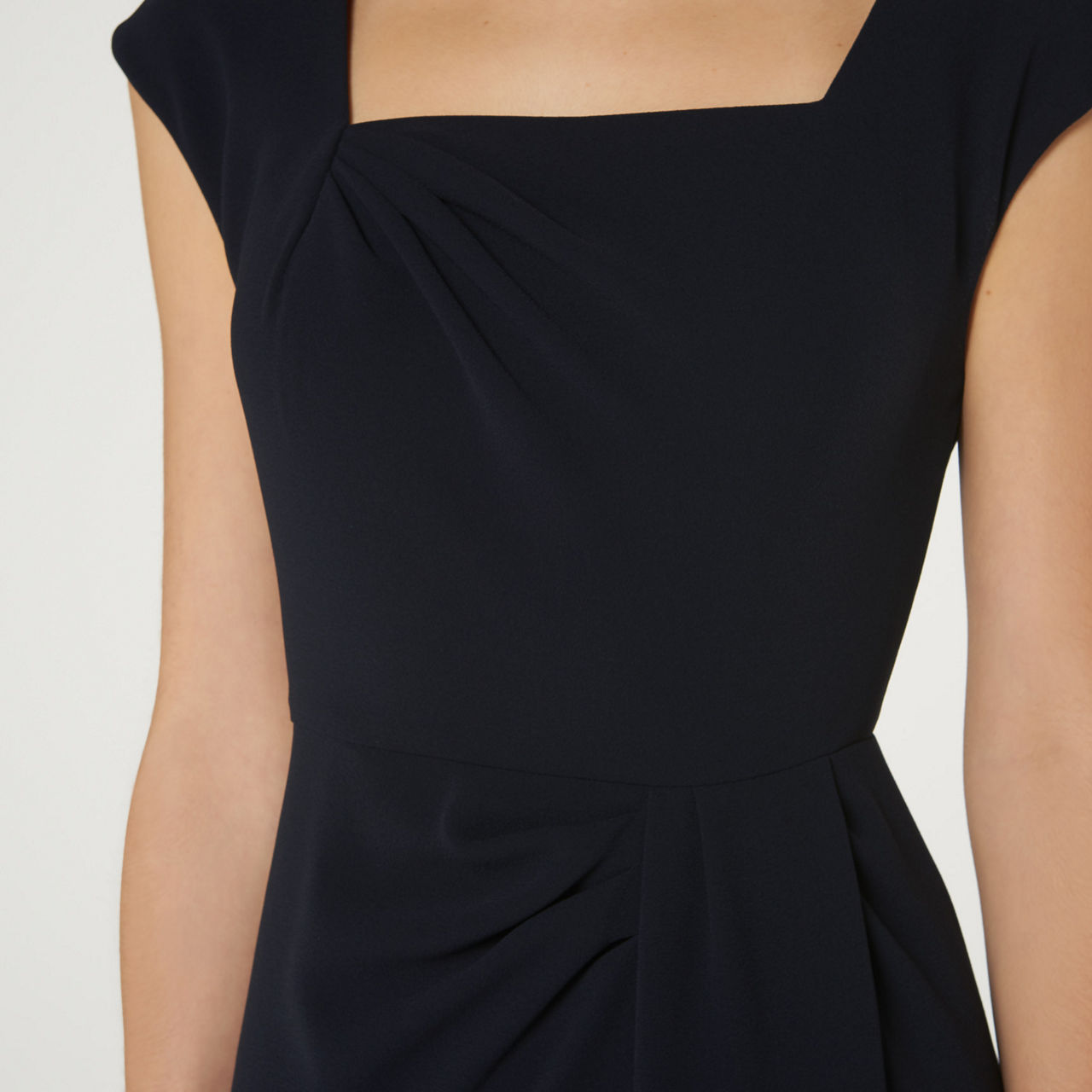 LK BENNETT Denise Pleated Shift Dress Blue