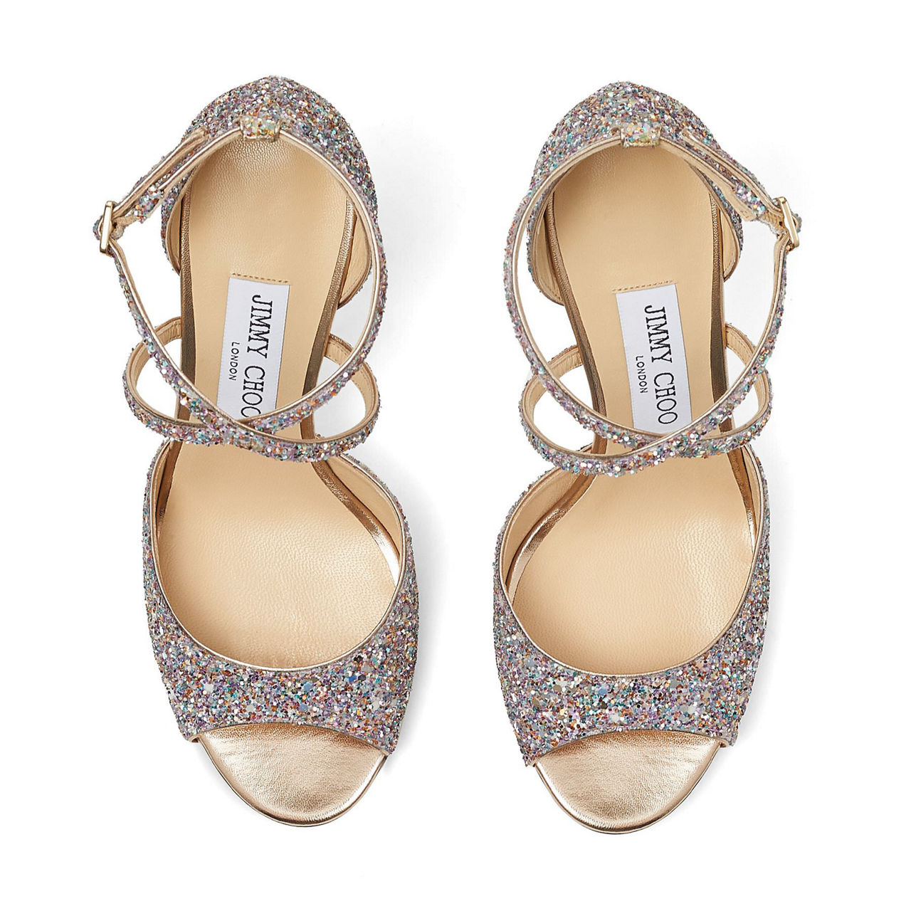 JIMMY CHOO Emsy 85 Luminous Glitter Sandals