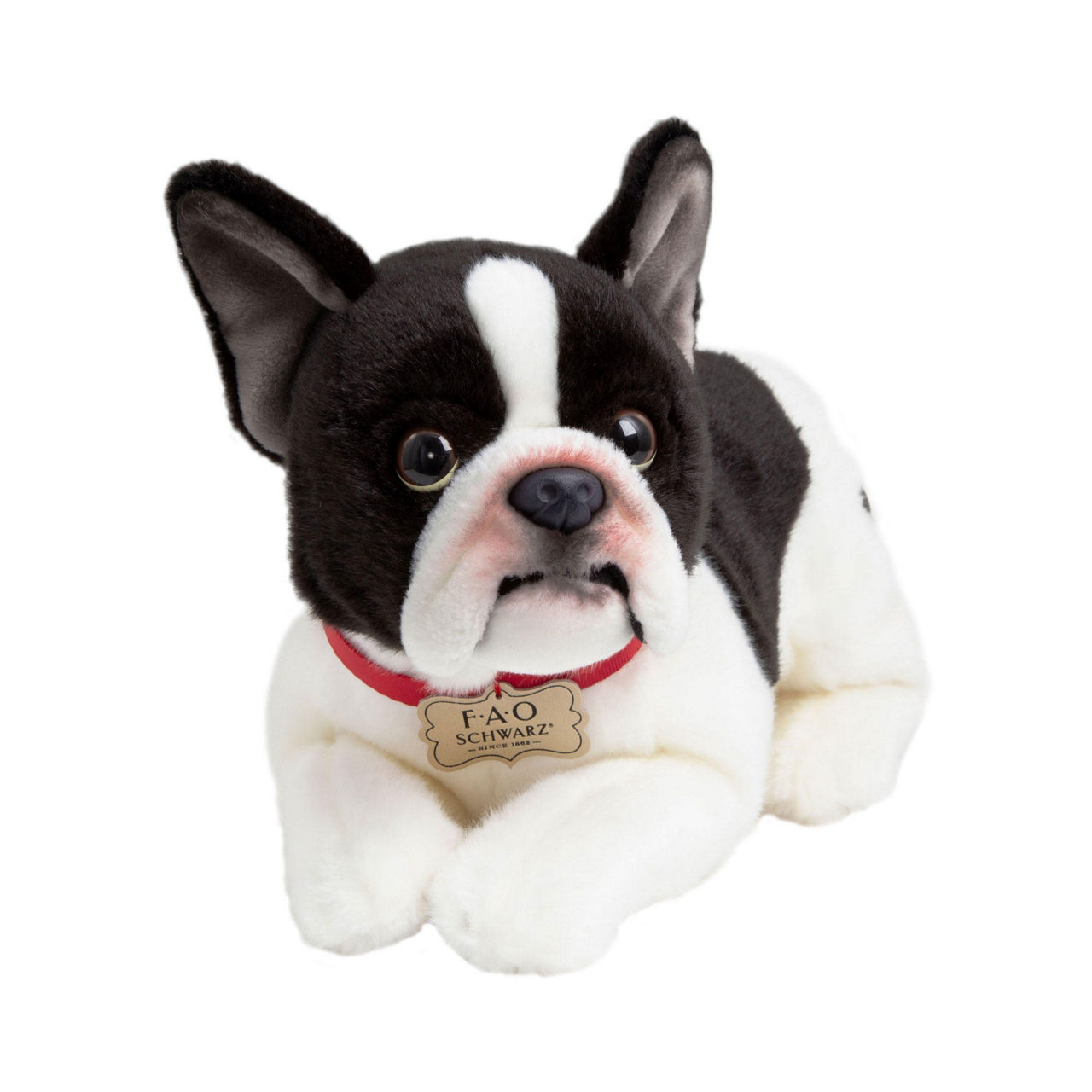 FAO SCHWARZ Plush French Bulldog 11 Inches WhiteBlack