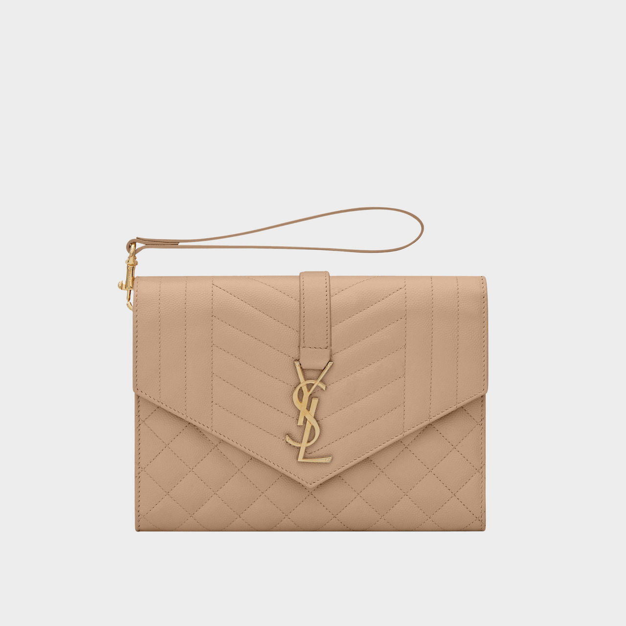 SAINT LAURENT Monogram Matelasse Leather Clutch