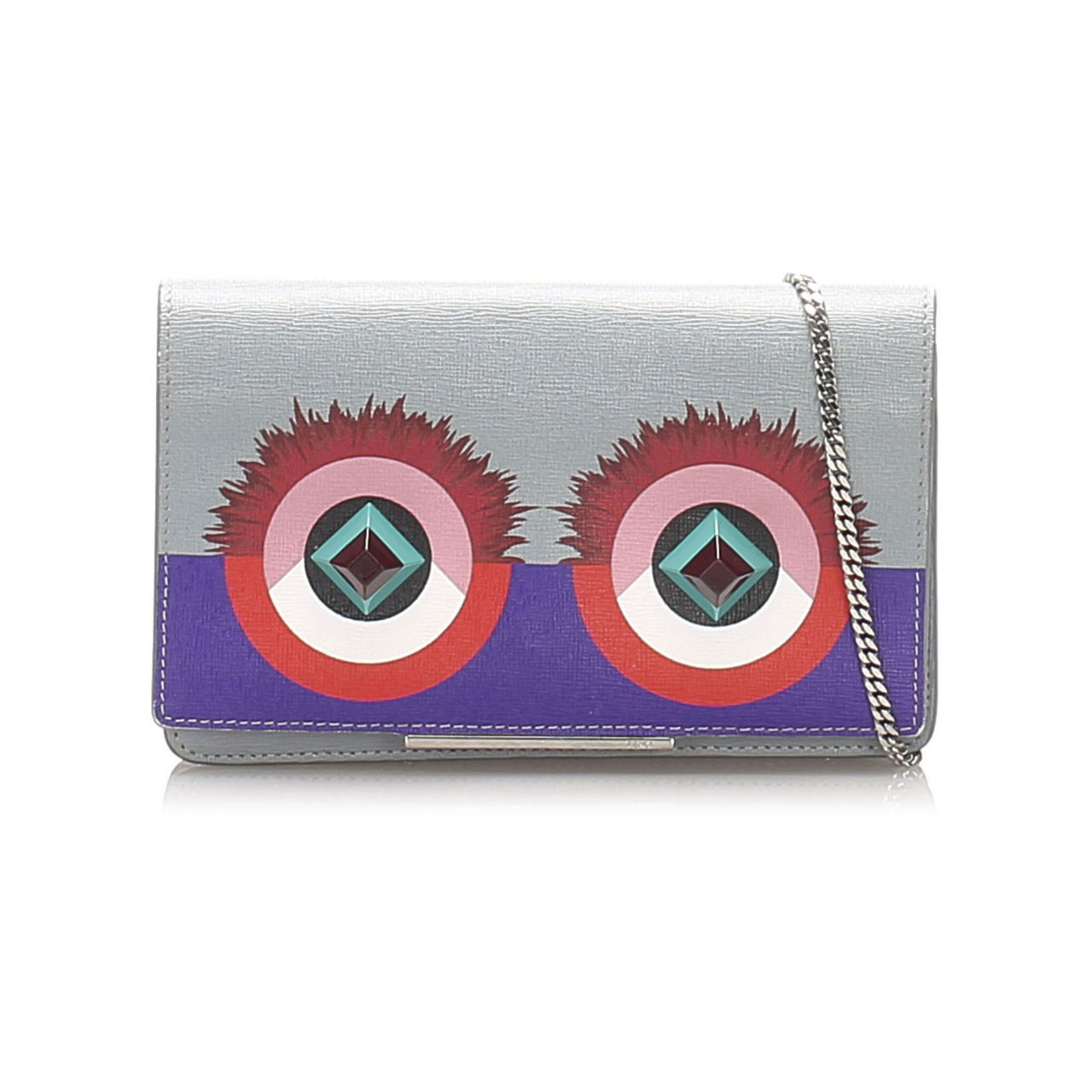 FENDI PRE LOVED Hypnoteyes Leather Wallet on Chain