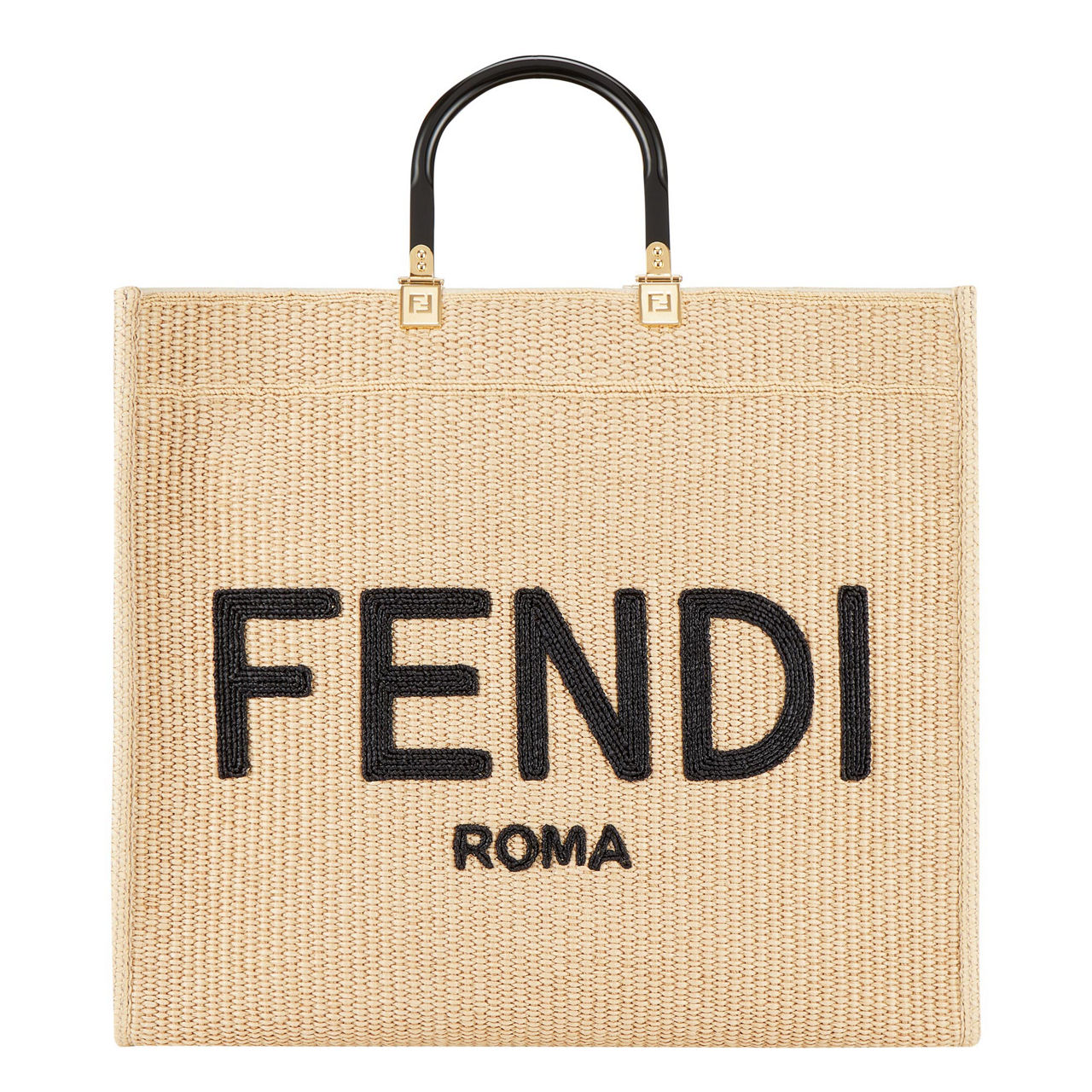 FENDI Sunshine Raffia Logo Tote