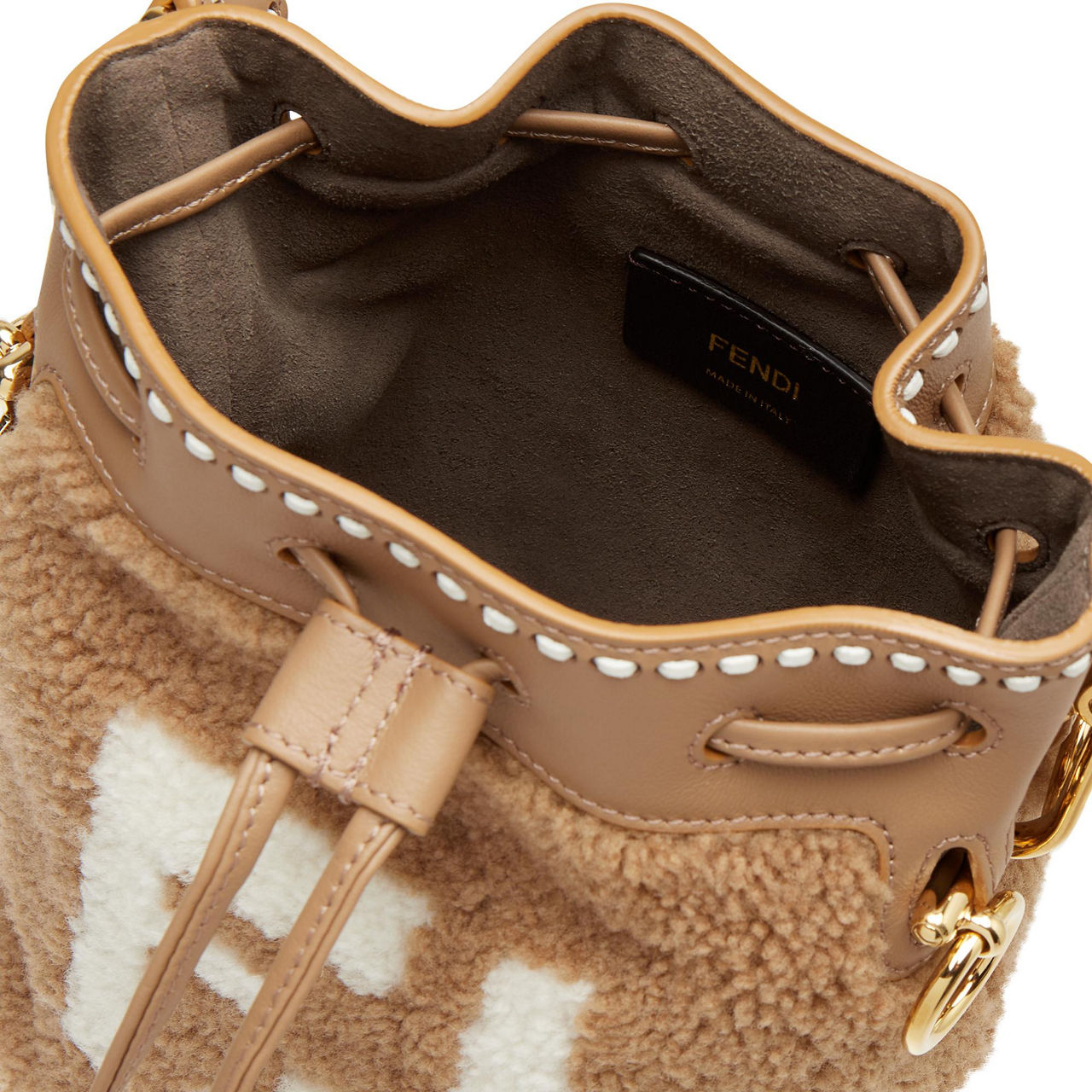 FENDI Mon Tresor Small Shearling Bucket Bag