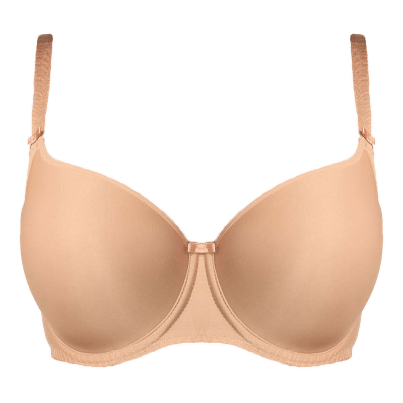 Quttos Wired Satin Finish T-shirt Bra Panty Set - Brown (30B)