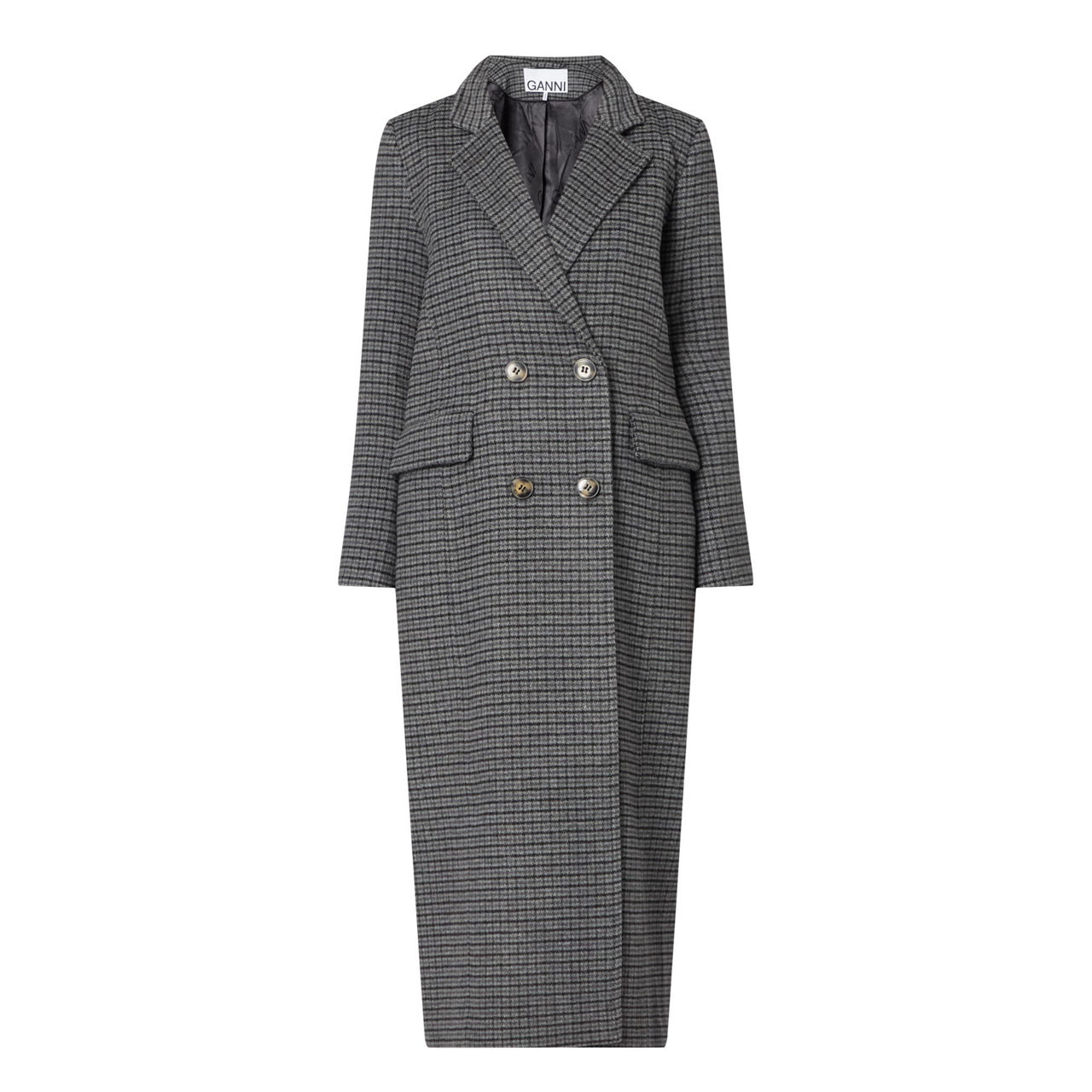 GANNI Check Wool Coat