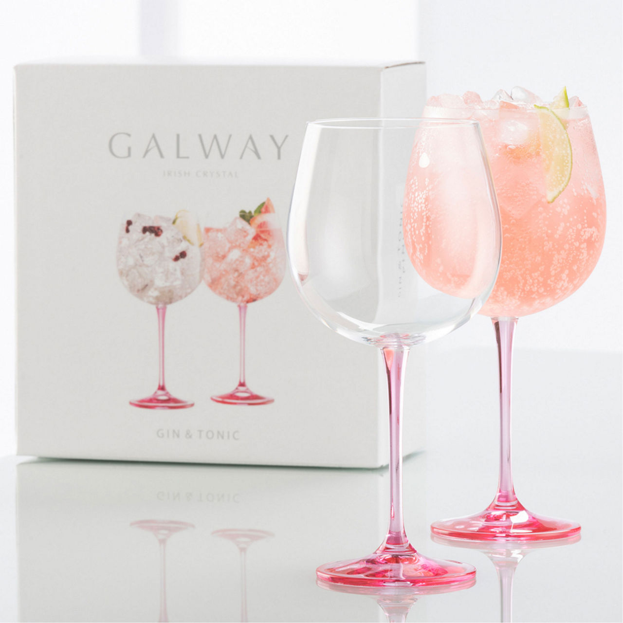 Galway Crystal Erne Blush Gin & Tonic Glasses Set of 2 - The