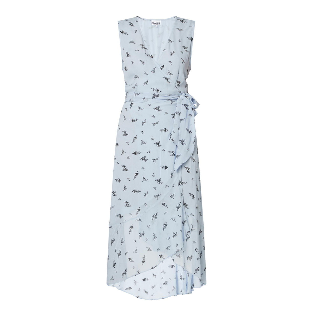 Ganni floral print wrap dress clearance