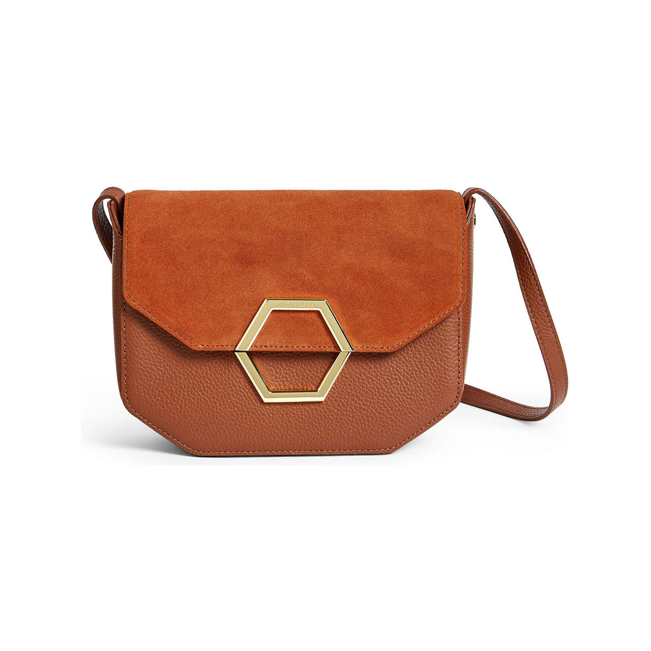 Lenah leather and suede hexagon detail cross outlet body bag