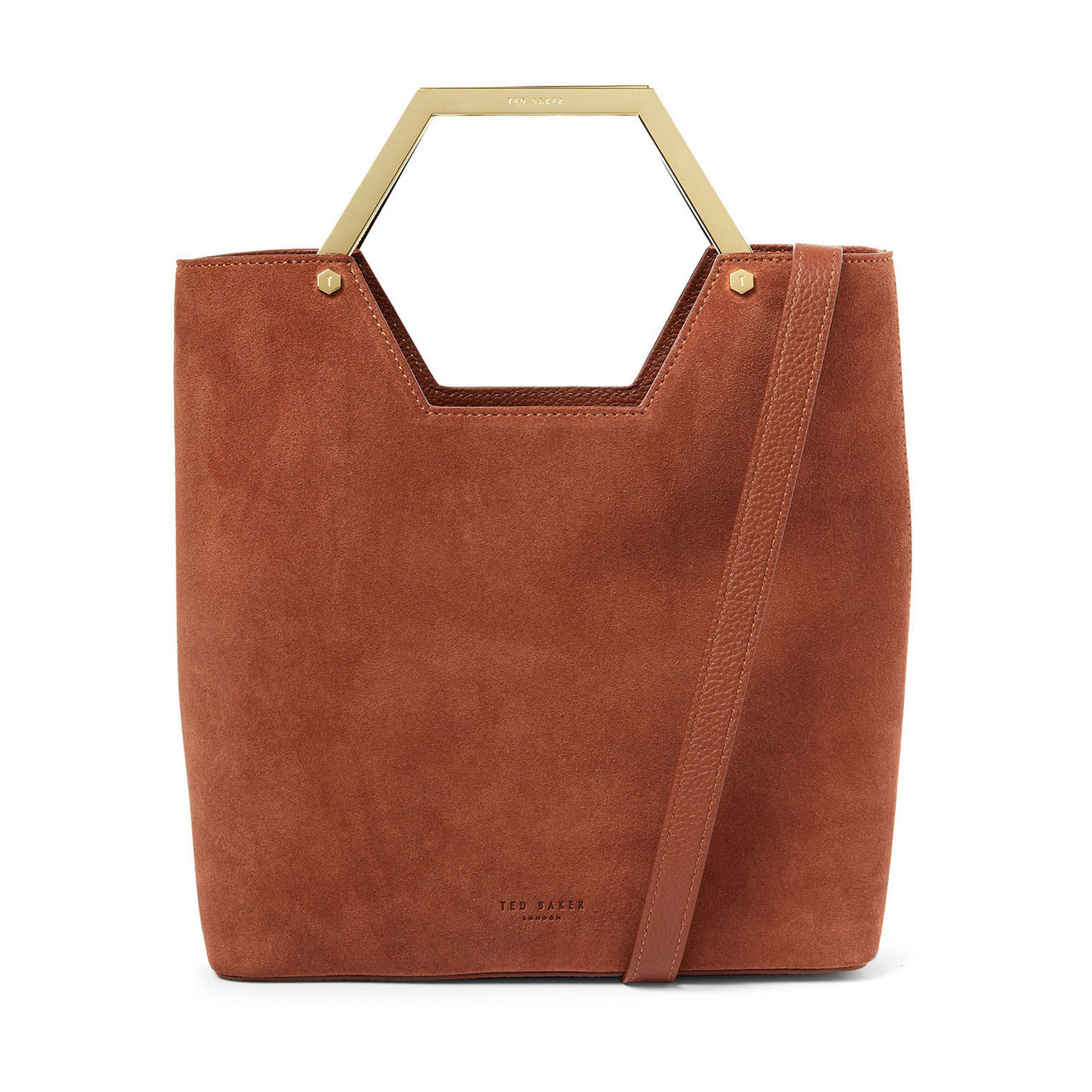 Layah leather and suede 2024 hexagon handle shopper bag