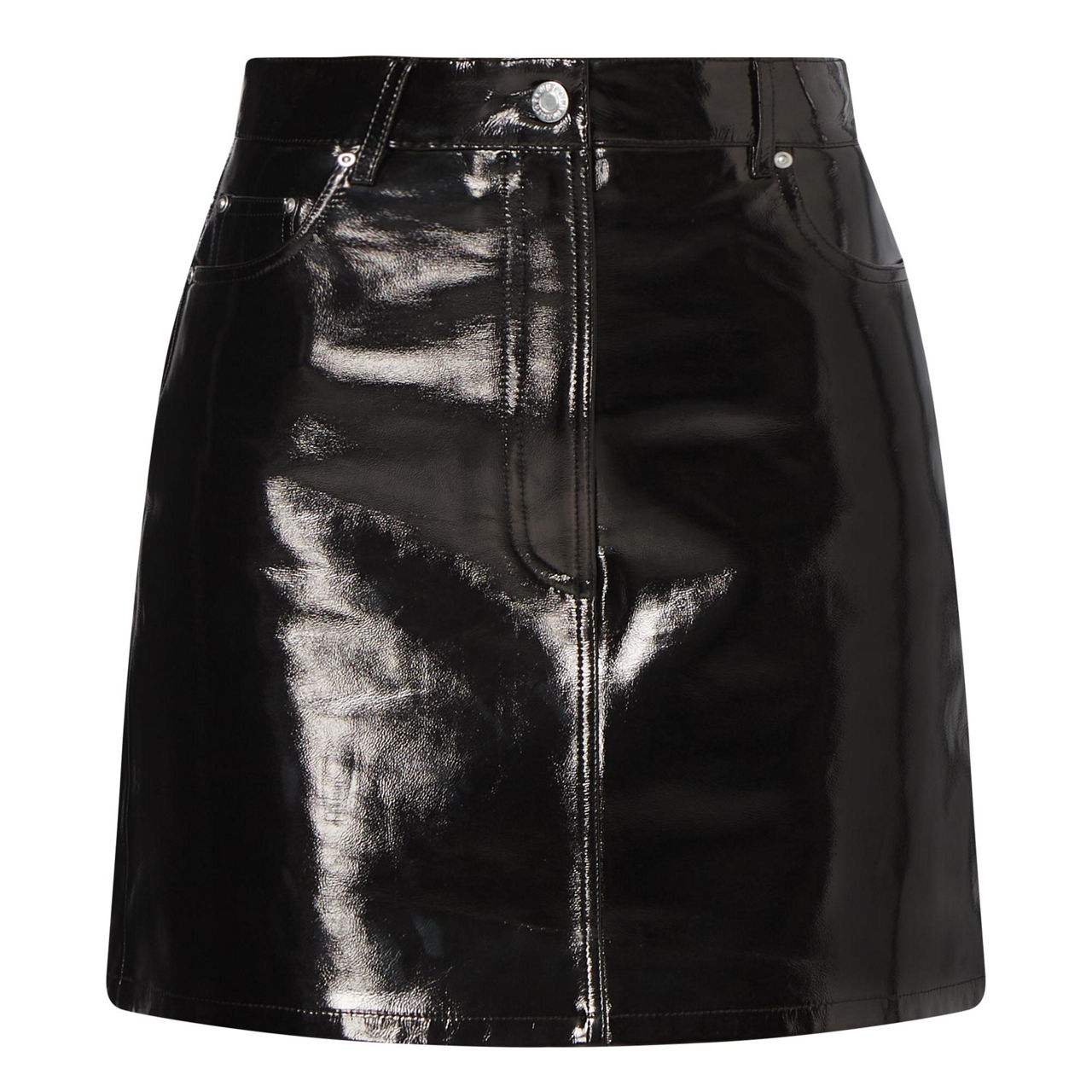 HELMUT LANG Mid Rise Leather Skirt