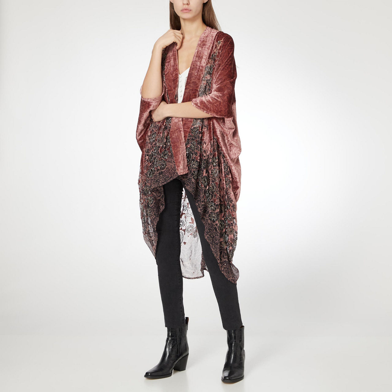 THE KOOPLES Floral Velvet Kimono PIN03
