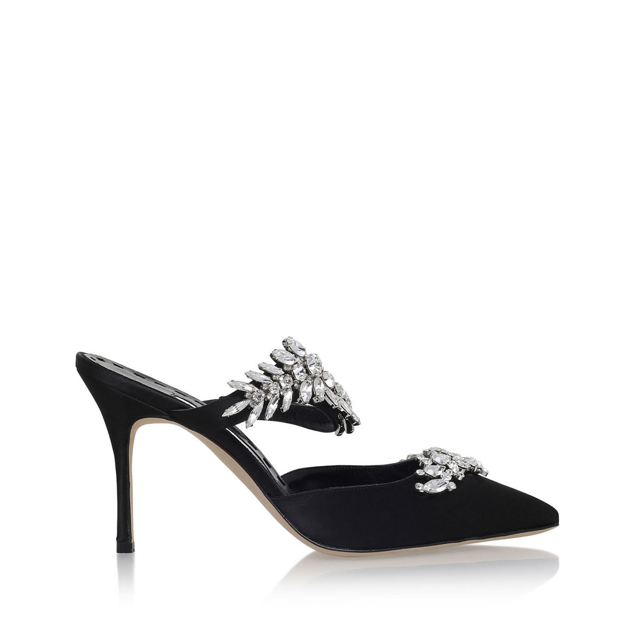 Mules Talons Manolo Blahnik Lurum 90 - Satin Argenté - Taille 37 (US 7) - Neufs Sans Boîte