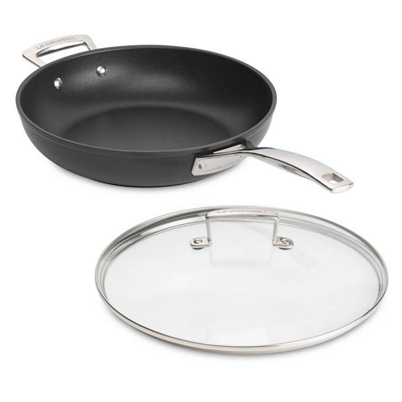 LE CREUSET Toughened Non Stick 28cm Deep Frying Pan And Glass Lid