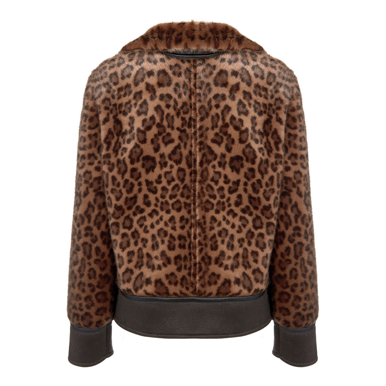 MINT VELVET Leopard Faux Fur Aviator Coat Multi