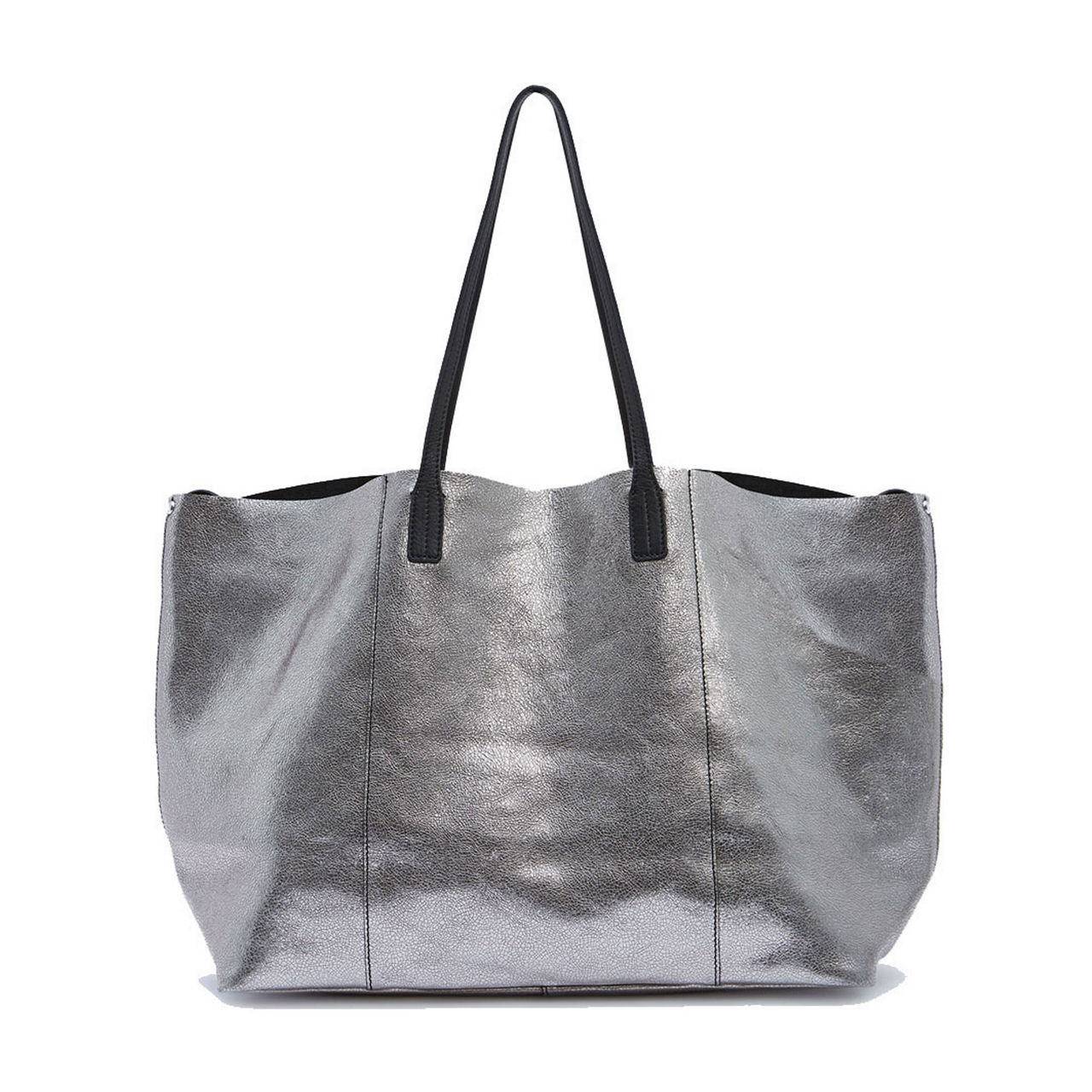 Metallic leather outlet tote