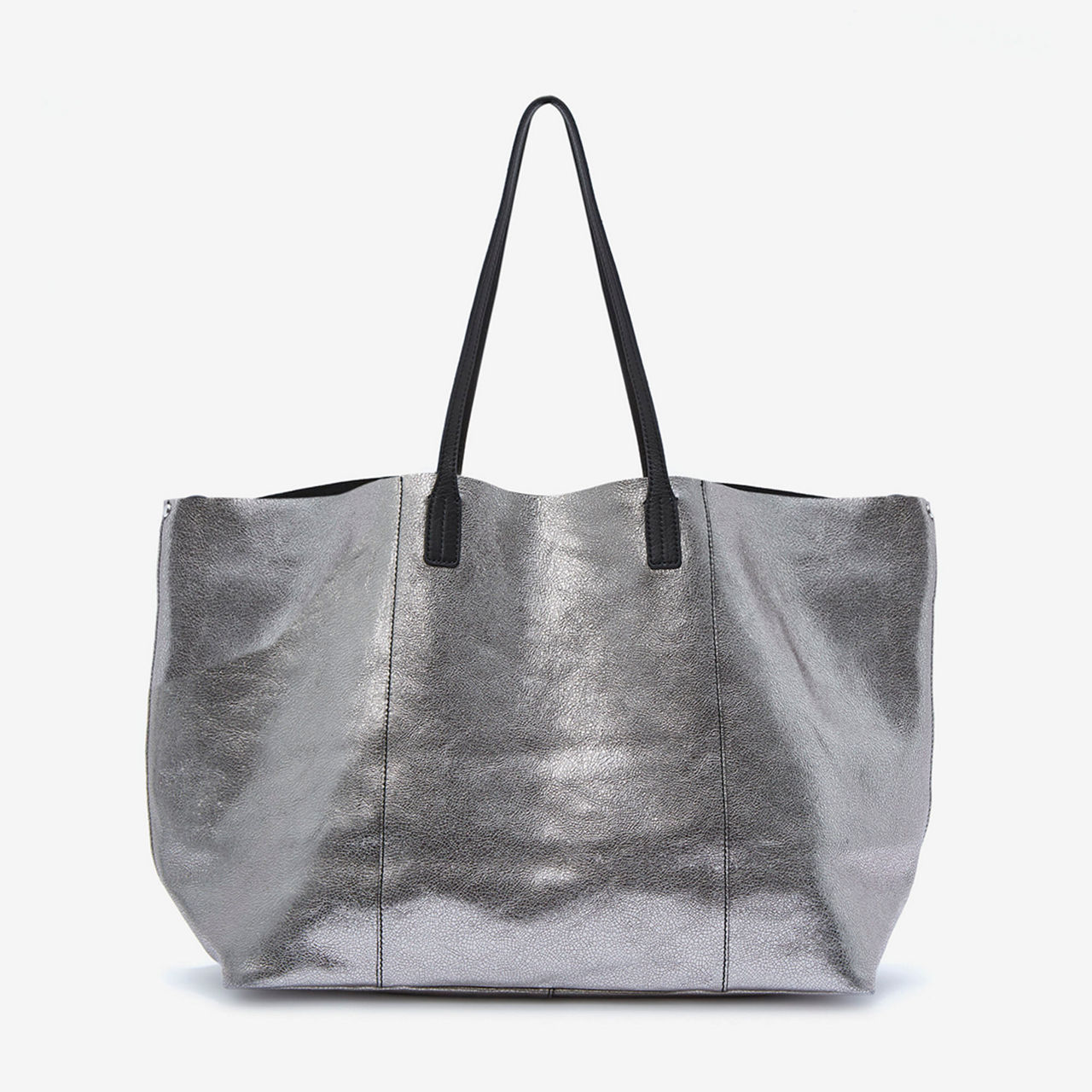 Metallic silver shop tote bag