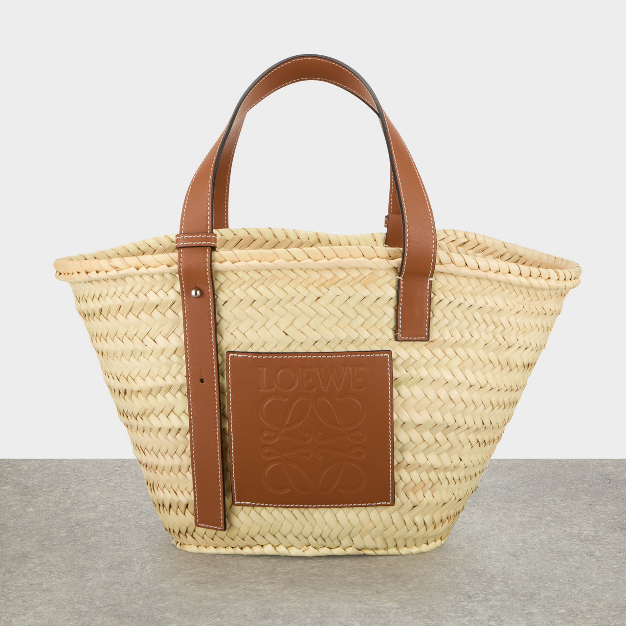 Small Basket bag in palm leaf and calfskin