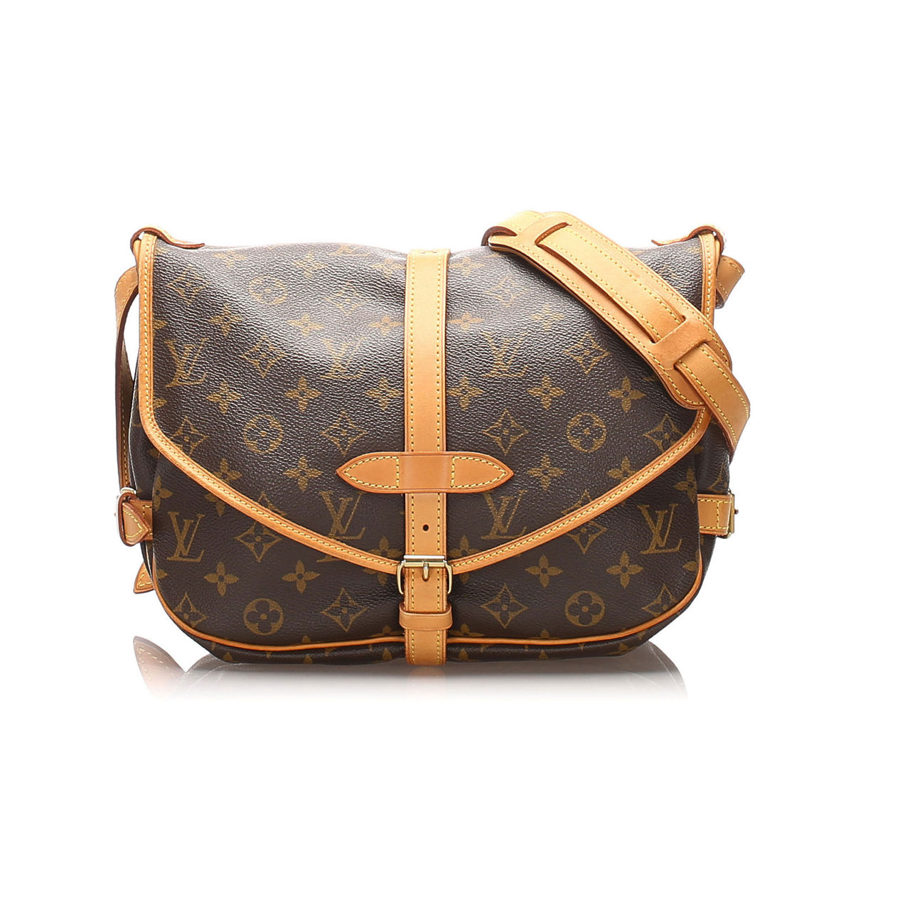 LOUIS VUITTON PRE LOVED The Sustainable Edit Vintage Monogram Saumur 30 Shoulder Bag Brown