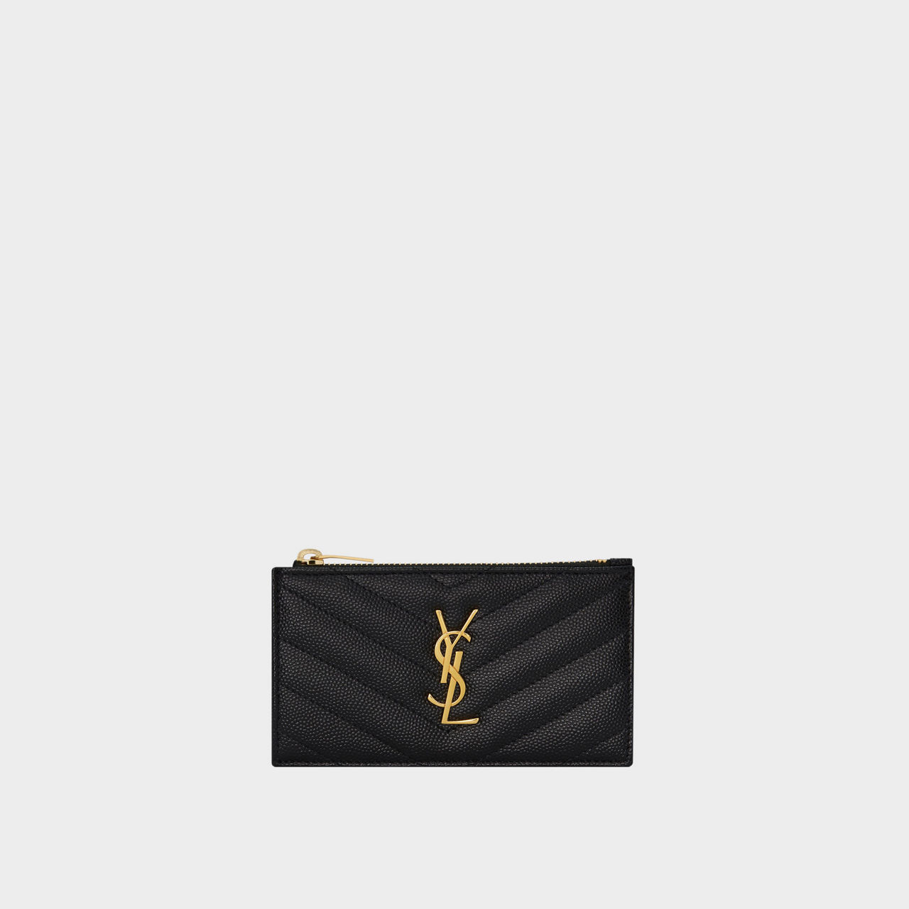 SAINT LAURENT Monogram Embossed Leather Cardholder