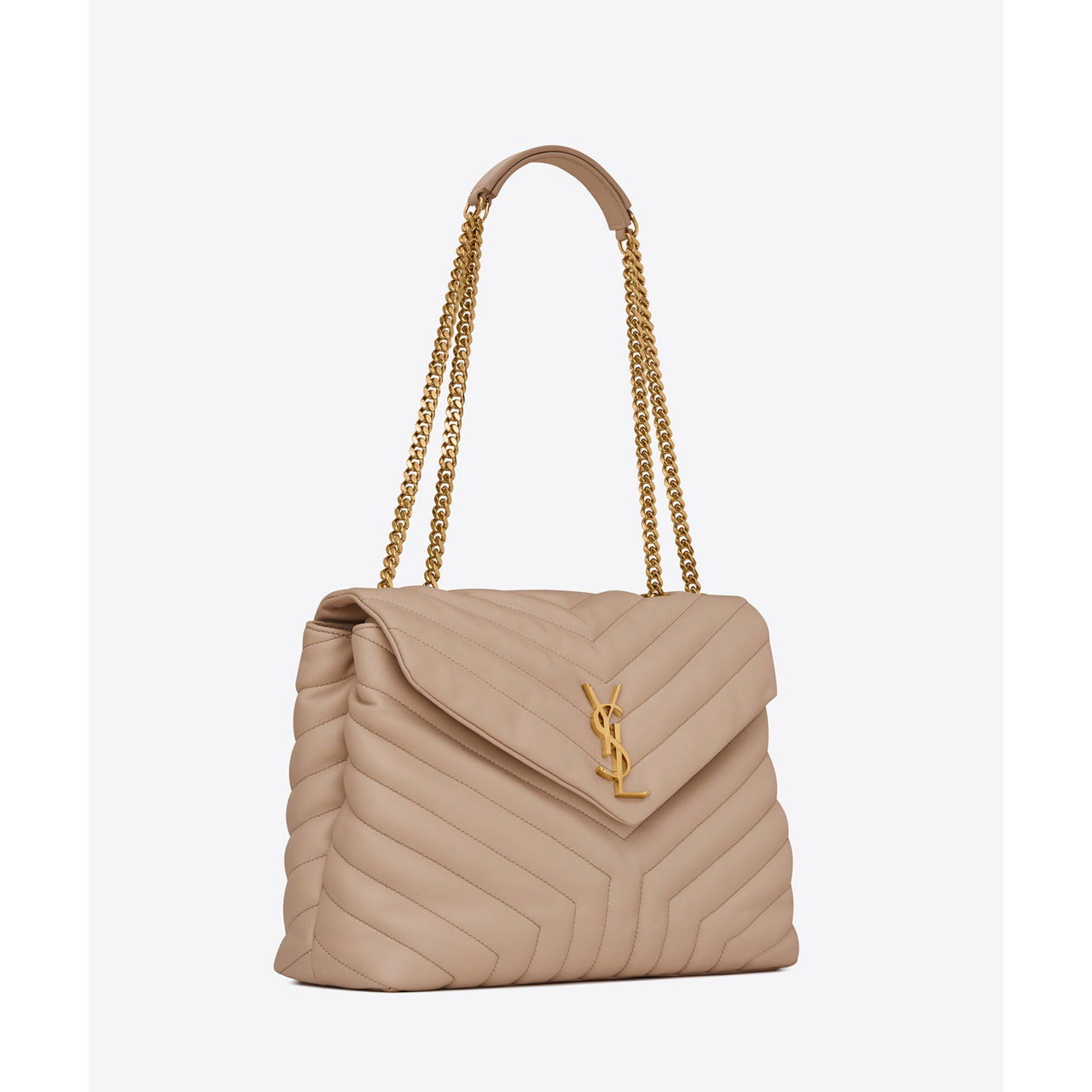 Saint Laurent Lou Mini Bag In Quilted Grain De Poudre Embossed Light Sage  in Leather with Gold-tone - US