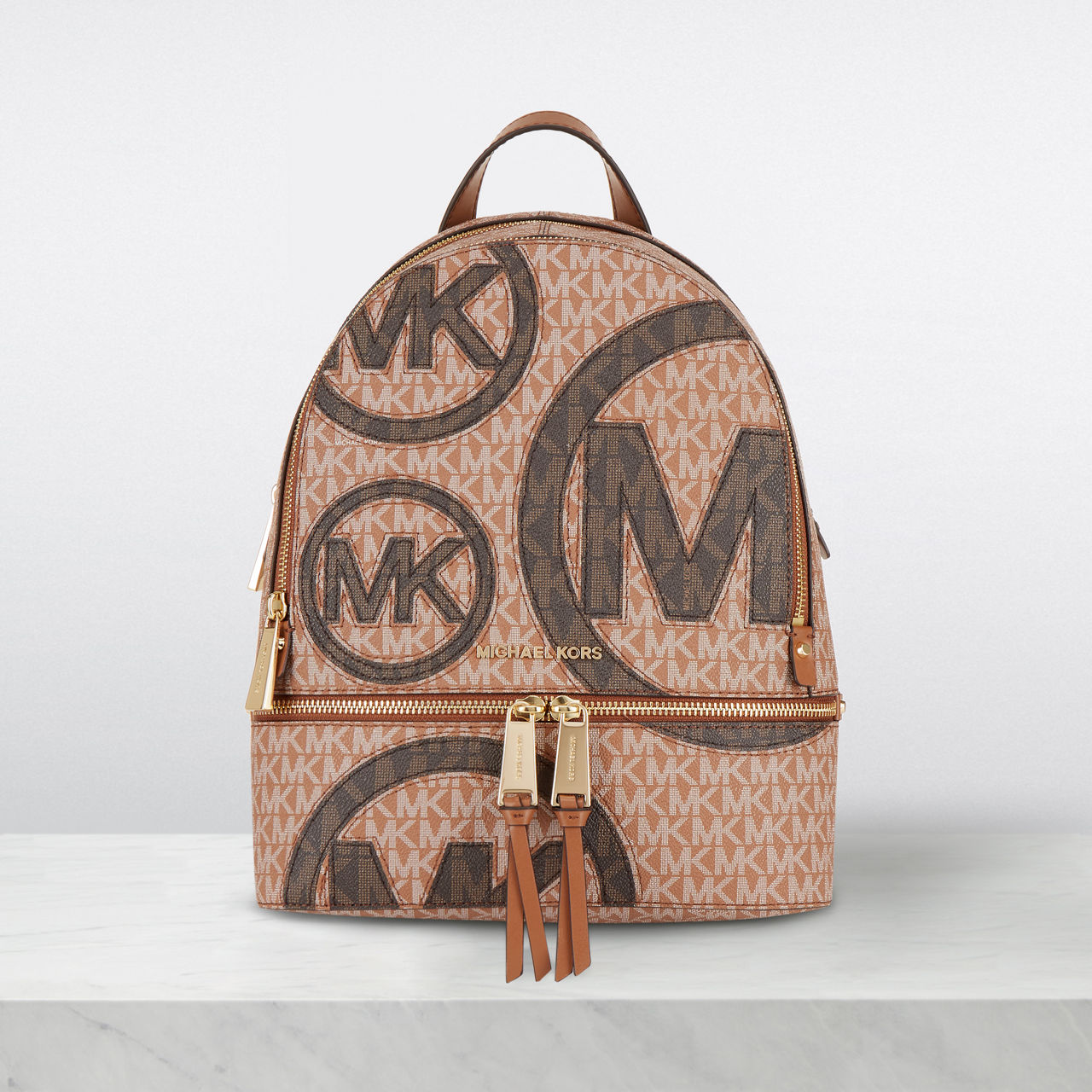 Michael Michael Kors Rhea Backpack in Coated Canvas with All-Over Mk Monogram