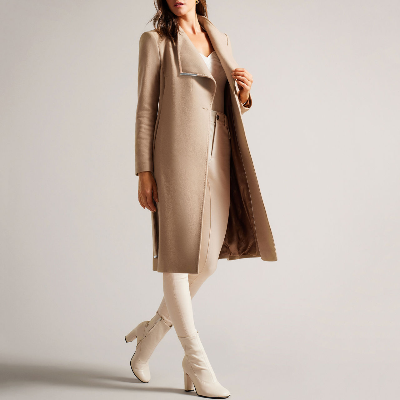 Midi wool shop wrap coat