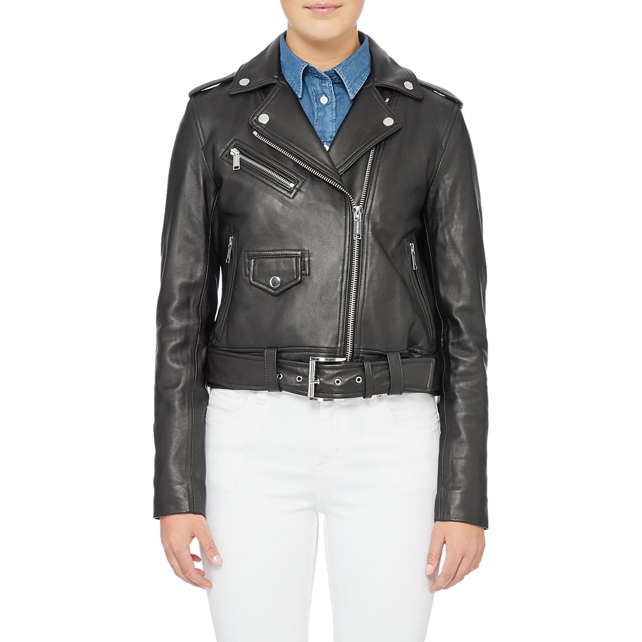 Michael kors hotsell biker leather jacket