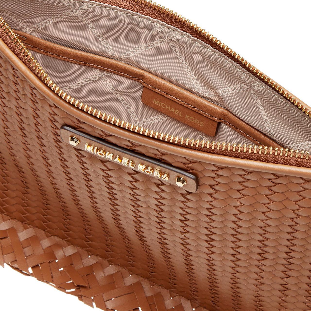 Michael kors large woven leather pouch new arrivals