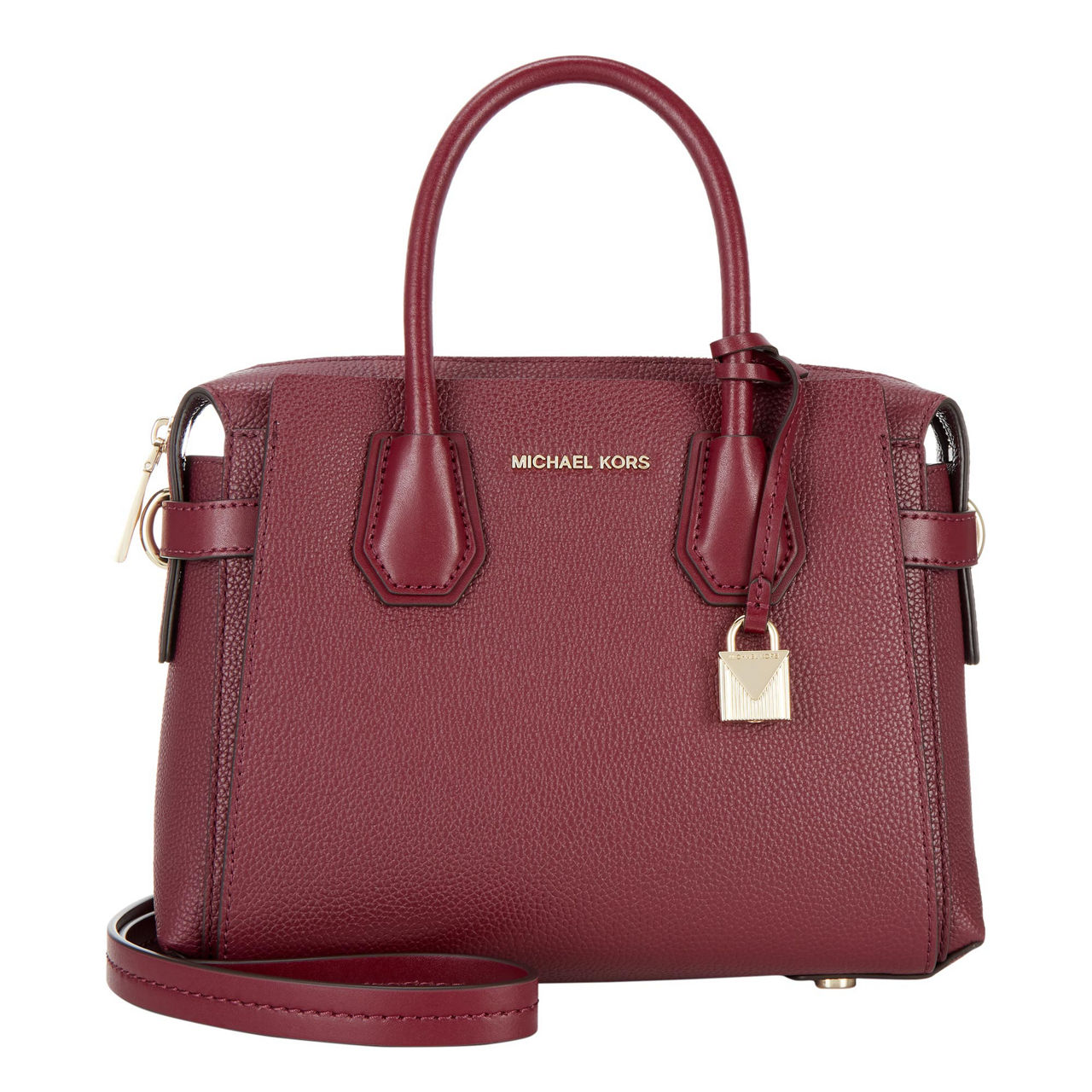 Michael michael kors mercer 2024 belted pebble leather satchel