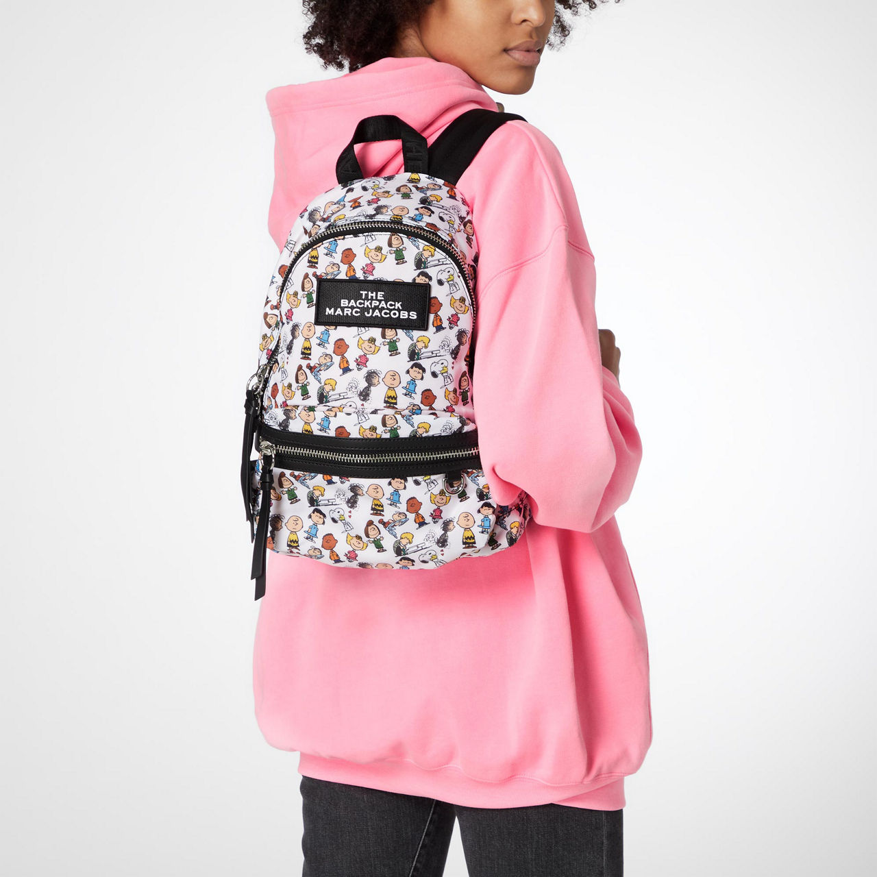 MARC JACOBS Peanuts Logo Medium Backpack White Multi