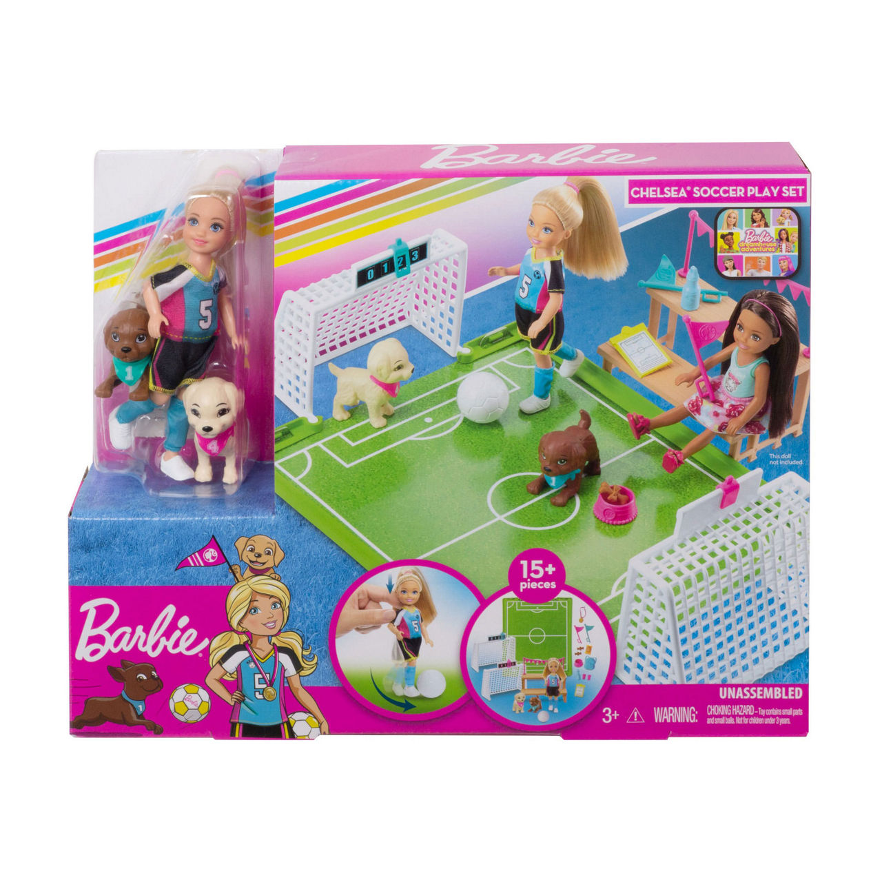 BARBIE Barbie Dreamhouse Adventures 6 inch Chelsea Doll with Soccer Playset and Accessories