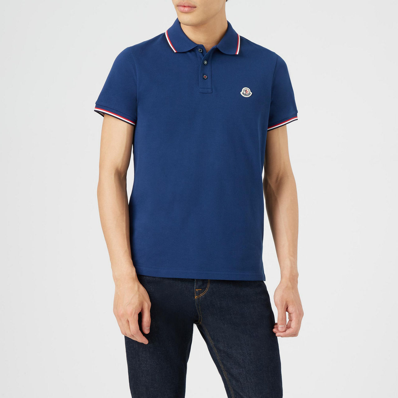 MONCLER Tricolour Trim Polo Shirt