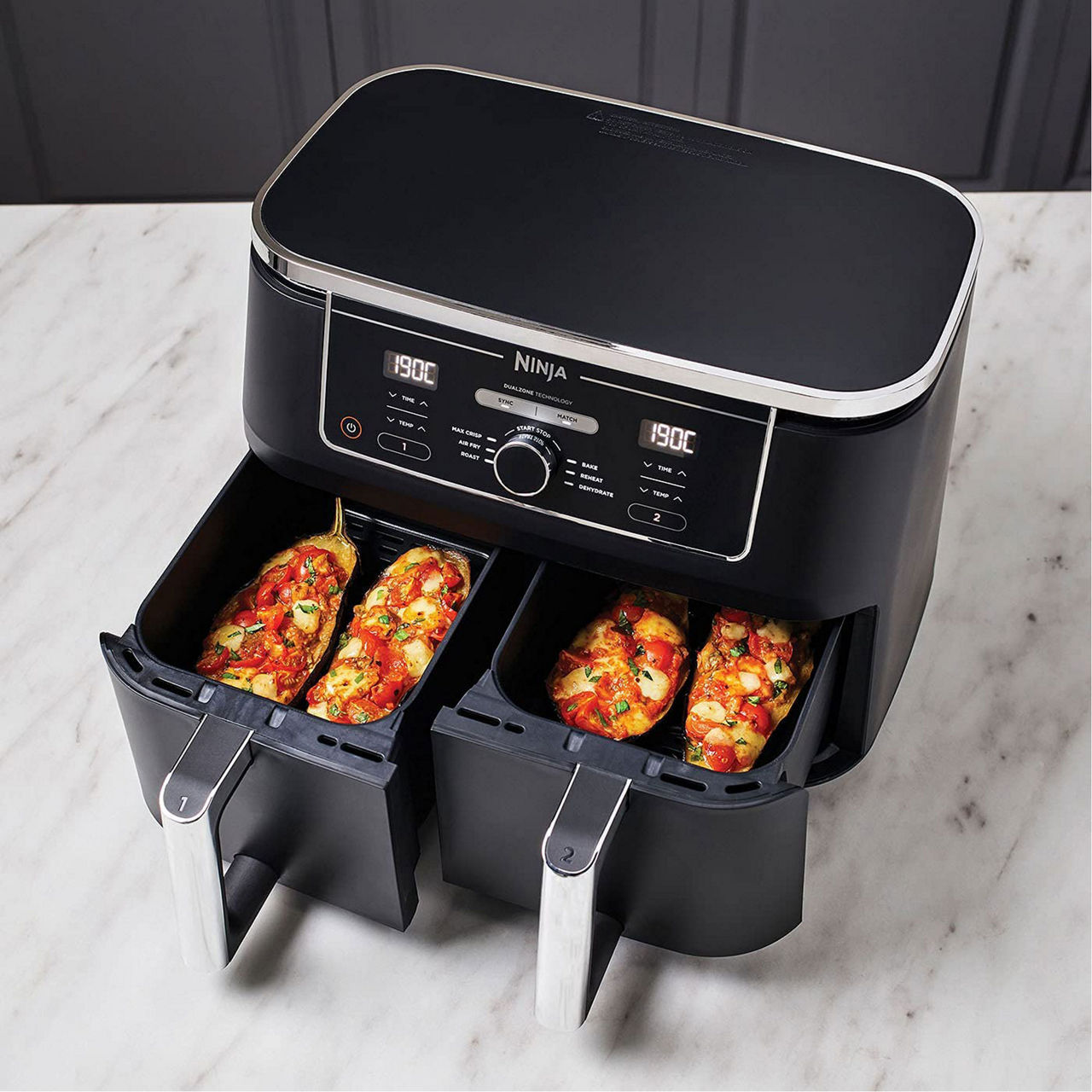 Aria Air Fryers Aria 9.4 liter Dual Basket Air Fryer with Smart Sync  Cooking Mode and Generous Cooking Capacity & Reviews