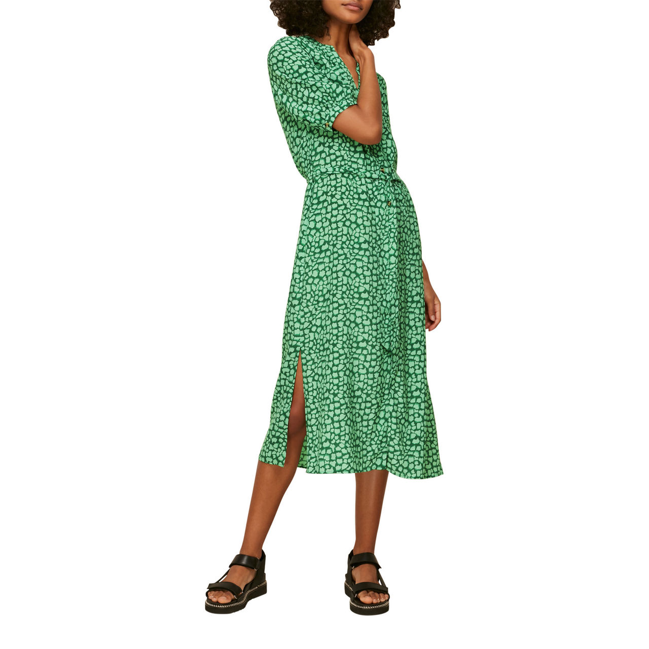 WHISTLES Olivia Giraffe Print Midi Dress